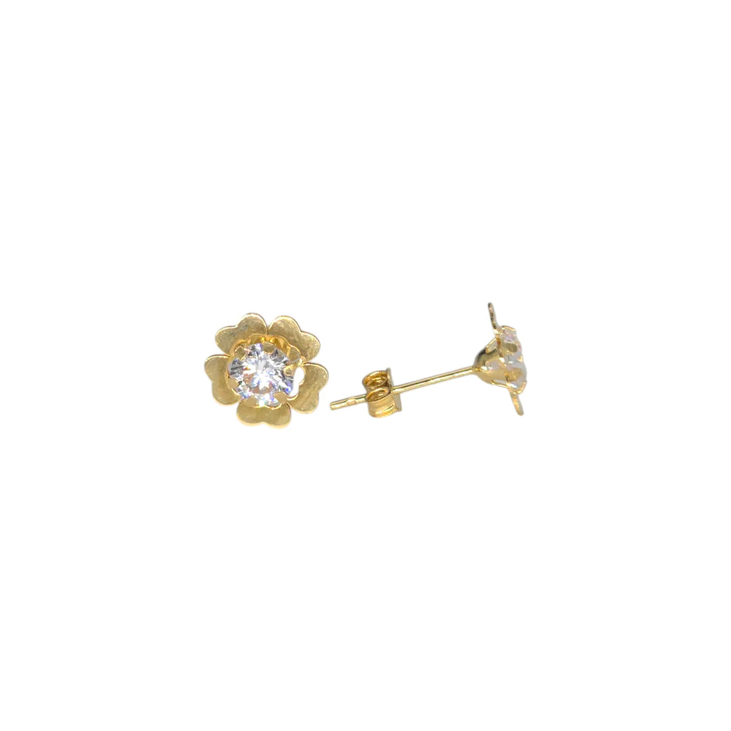 Completo donna collana e orecchini fiore in oro giallo 18 kt
