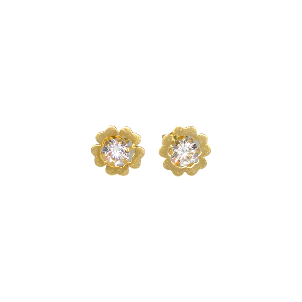 Completo donna collana e orecchini fiore in oro giallo 18 kt