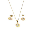 Completo donna collana e orecchini fiore in oro giallo 18 kt