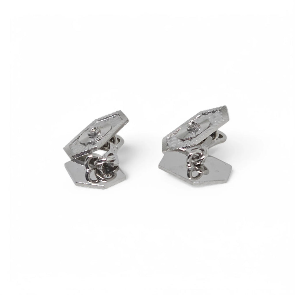 Coppia di Gemelli Uomo in oro bianco 18ct design con dettagli cesellati
