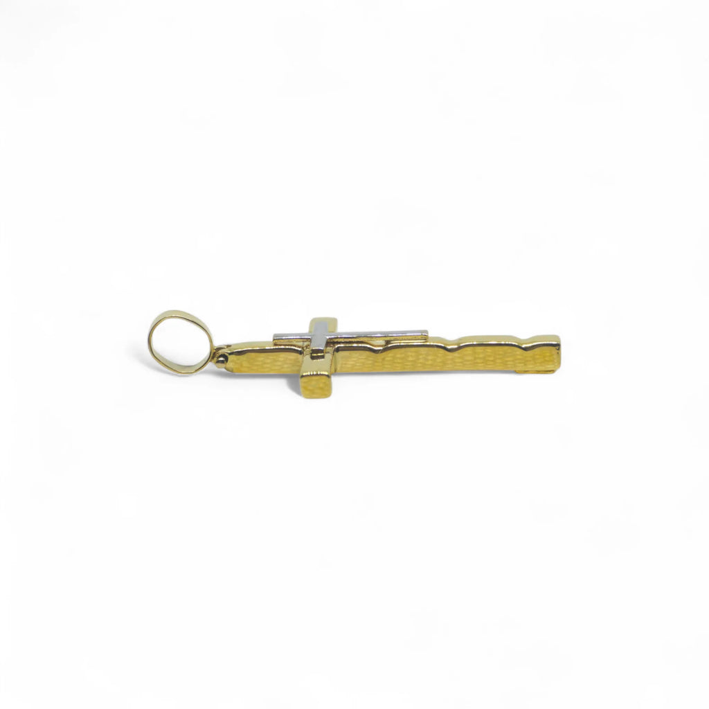 Croce classica in oro bicolore 18 carati