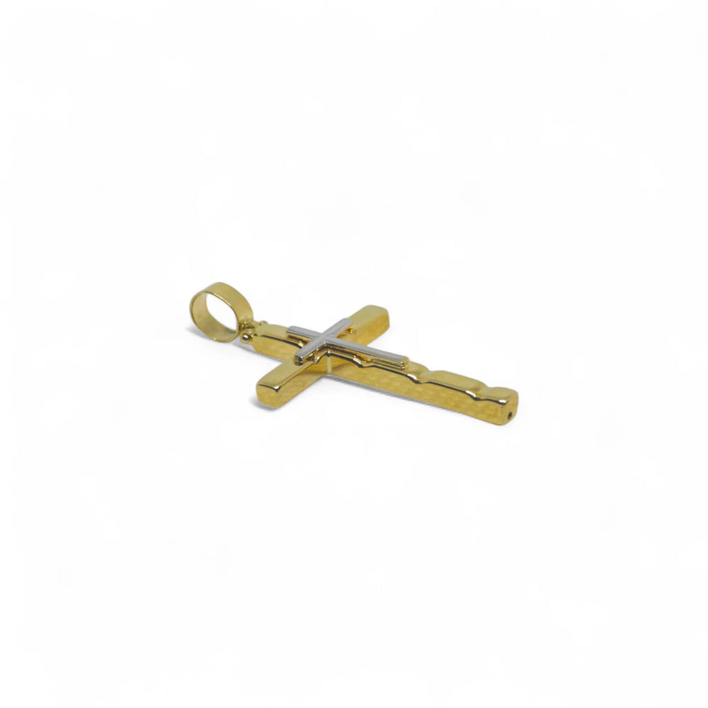 Croce classica in oro bicolore 18 carati