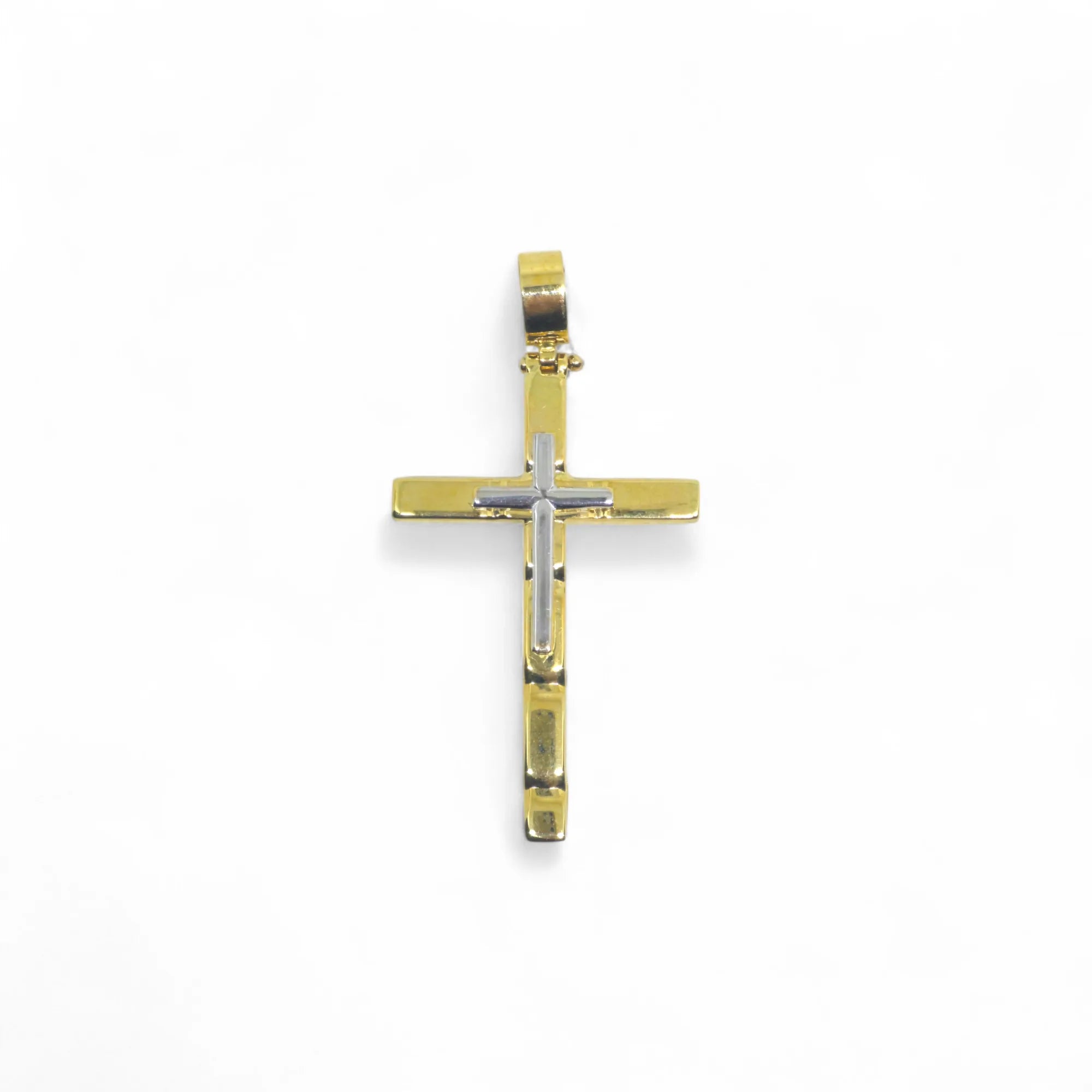 Croce classica in oro bicolore 18 carati