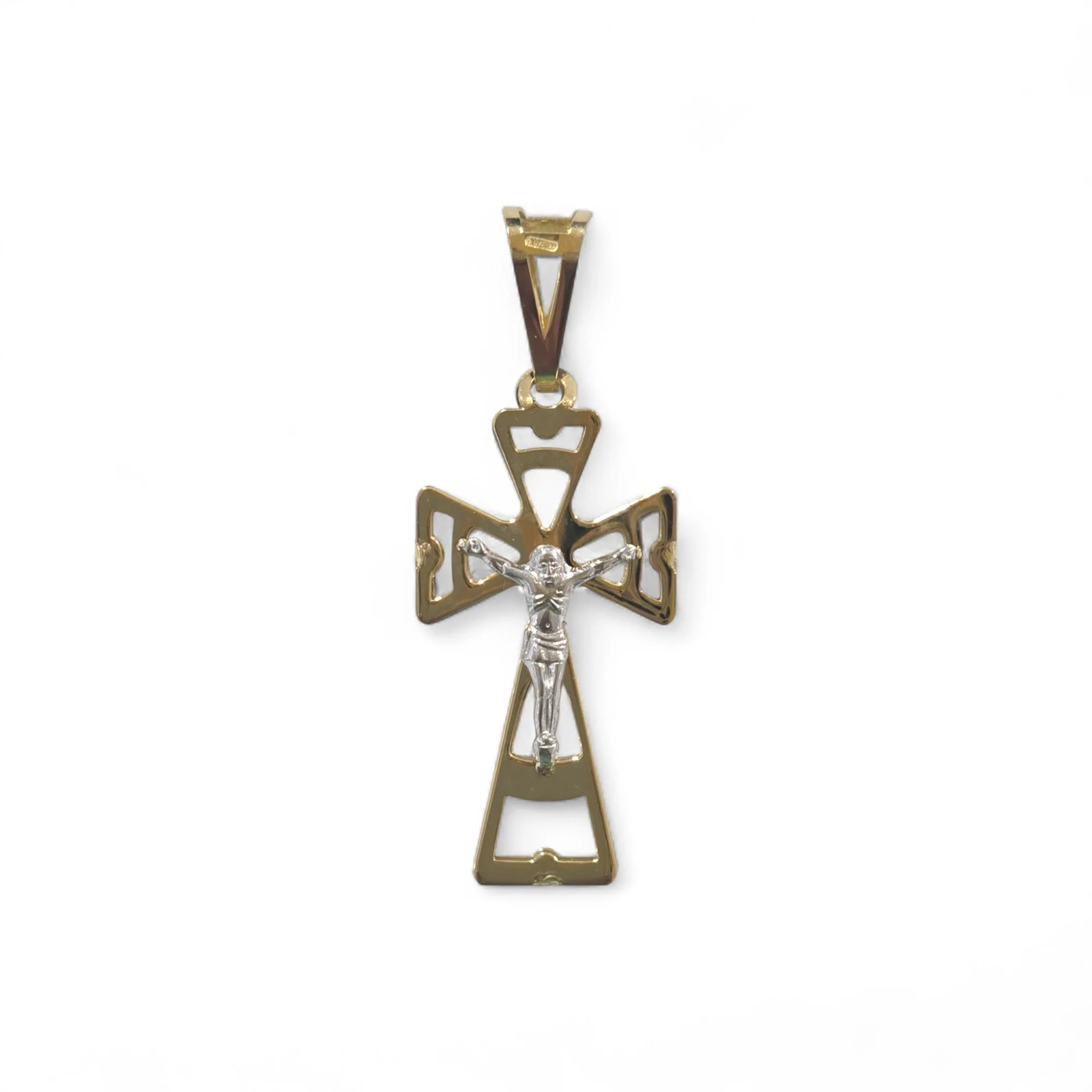 Kreuz in 18 Karat Gelbgold mit Korpus in Weißgold