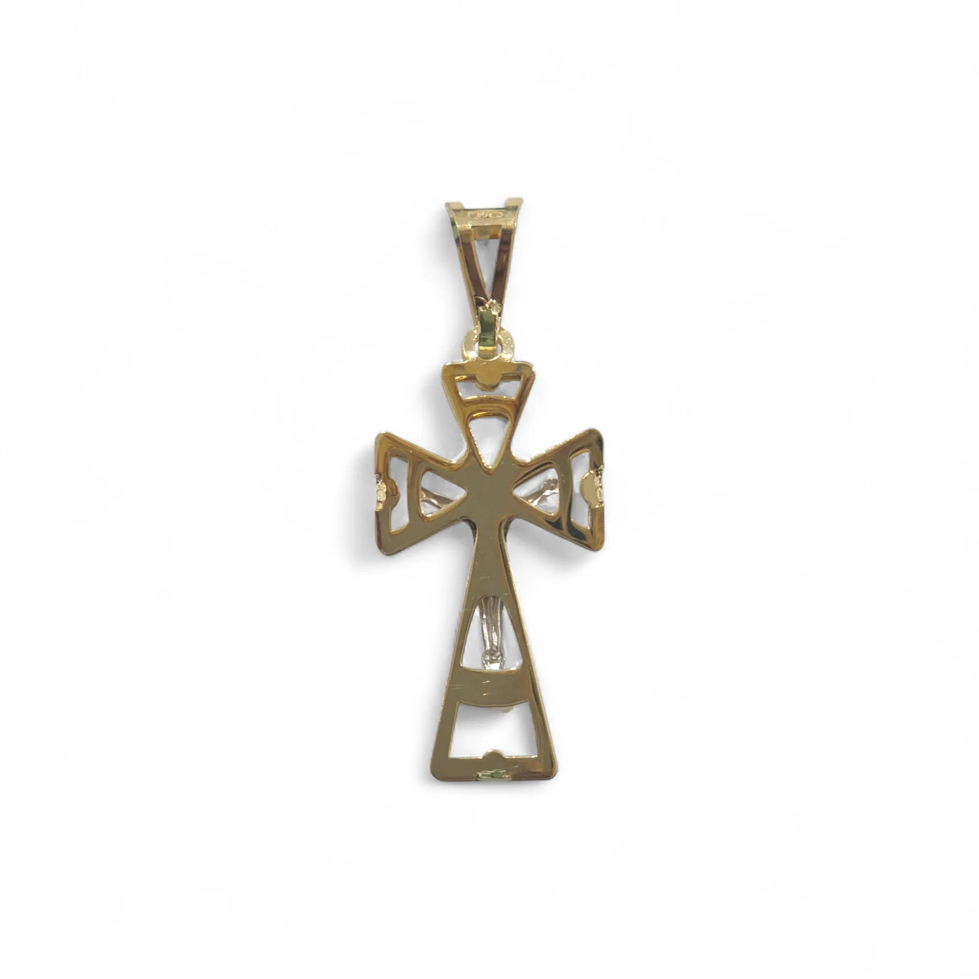 Kreuz in 18 Karat Gelbgold mit Korpus in Weißgold