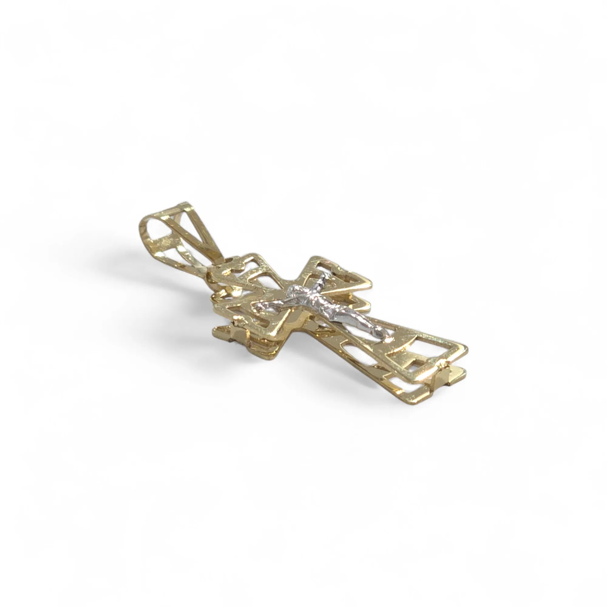 Kreuz in 18 Karat Gelbgold mit Korpus in Weißgold