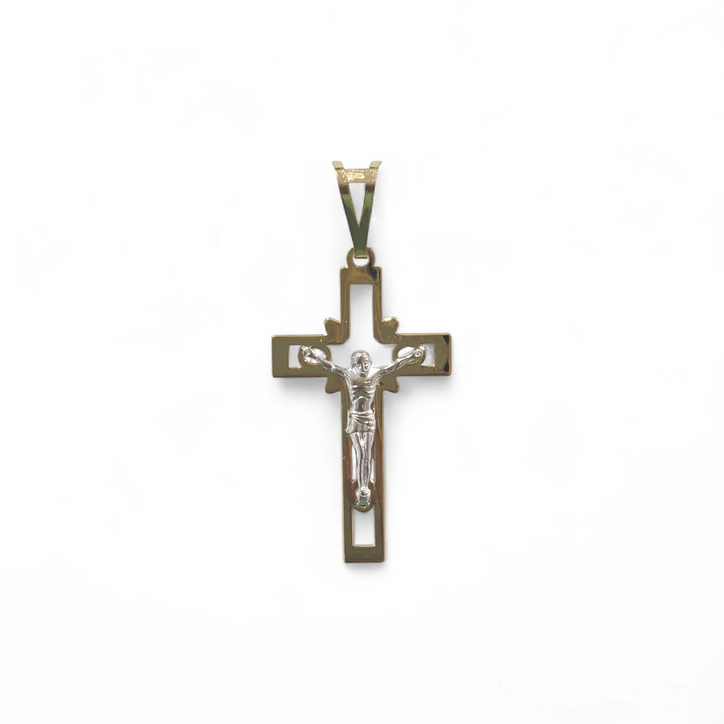 Croce in Oro Giallo 18kt con Cristo in Oro Bianco – Leggera