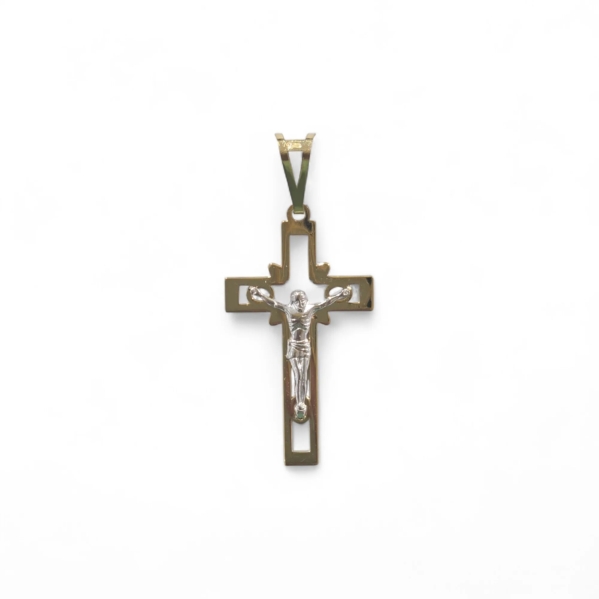 Croce in Oro Giallo 18kt con Cristo in Oro Bianco – Leggera
