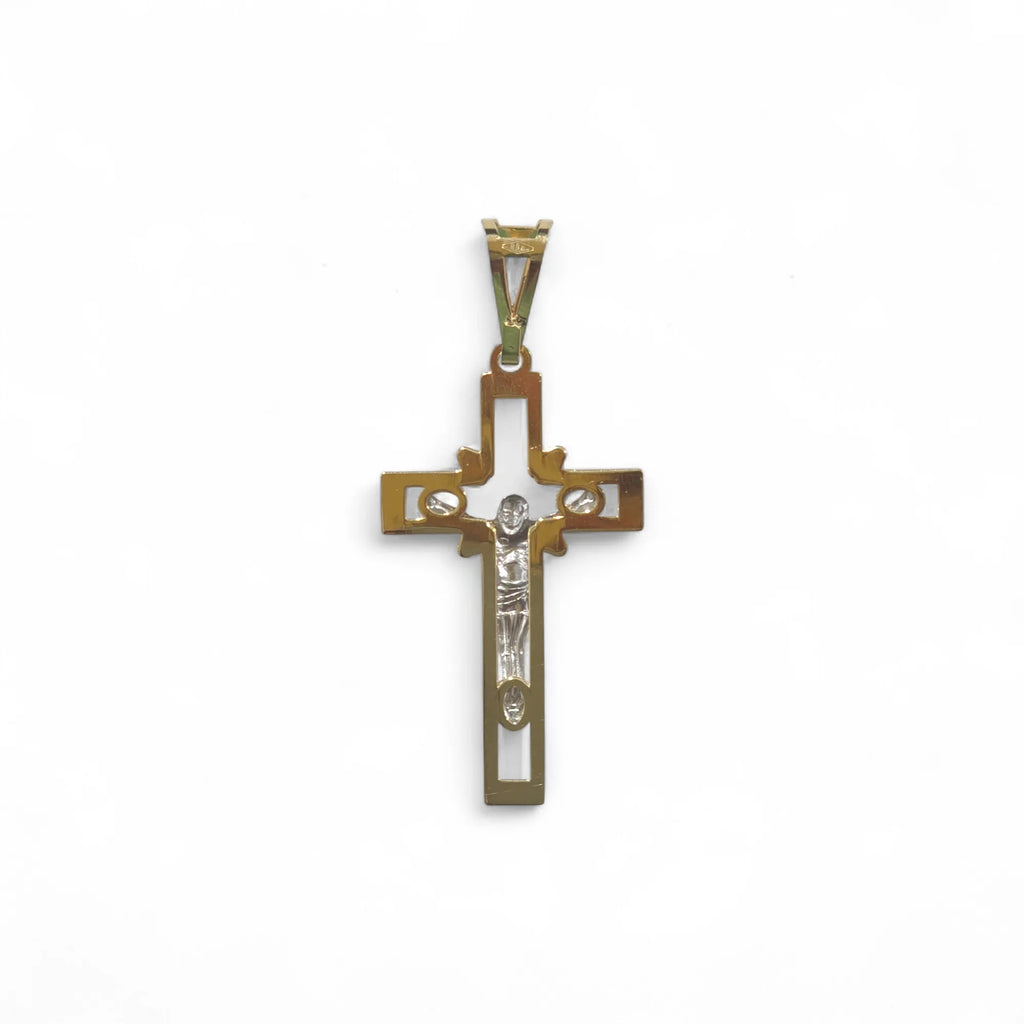 Croce in Oro Giallo 18kt con Cristo in Oro Bianco – Leggera