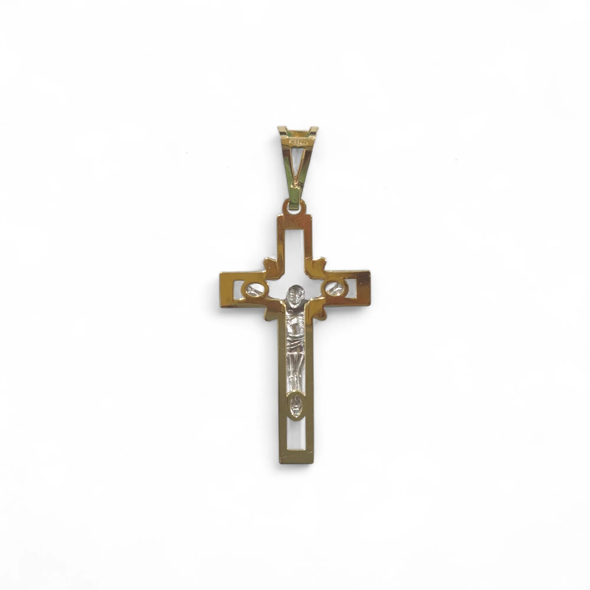 Croce in Oro Giallo 18kt con Cristo in Oro Bianco – Leggera