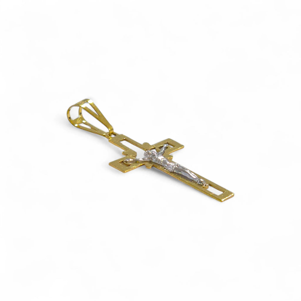 Croce in Oro Giallo 18kt con Cristo in Oro Bianco – Leggera