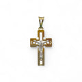 Kreuz aus 18 Karat Gelbgold mit bearbeitetem Christus aus Weißgold