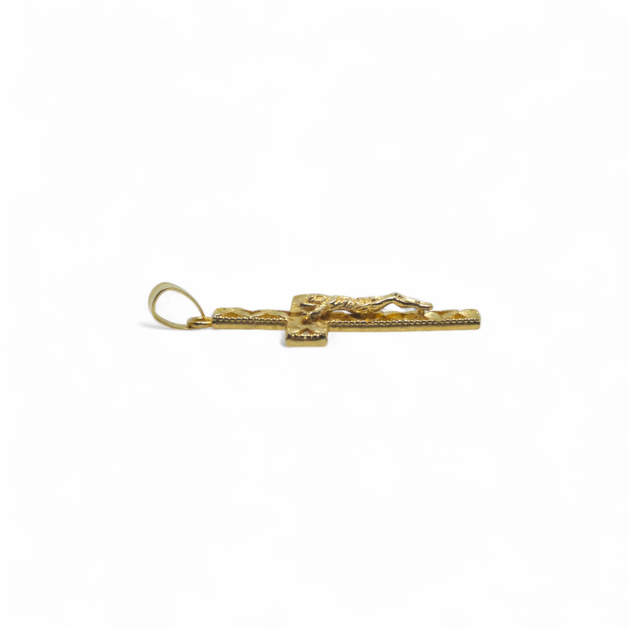 Croce in oro 18 carati stile moderno con cristo
