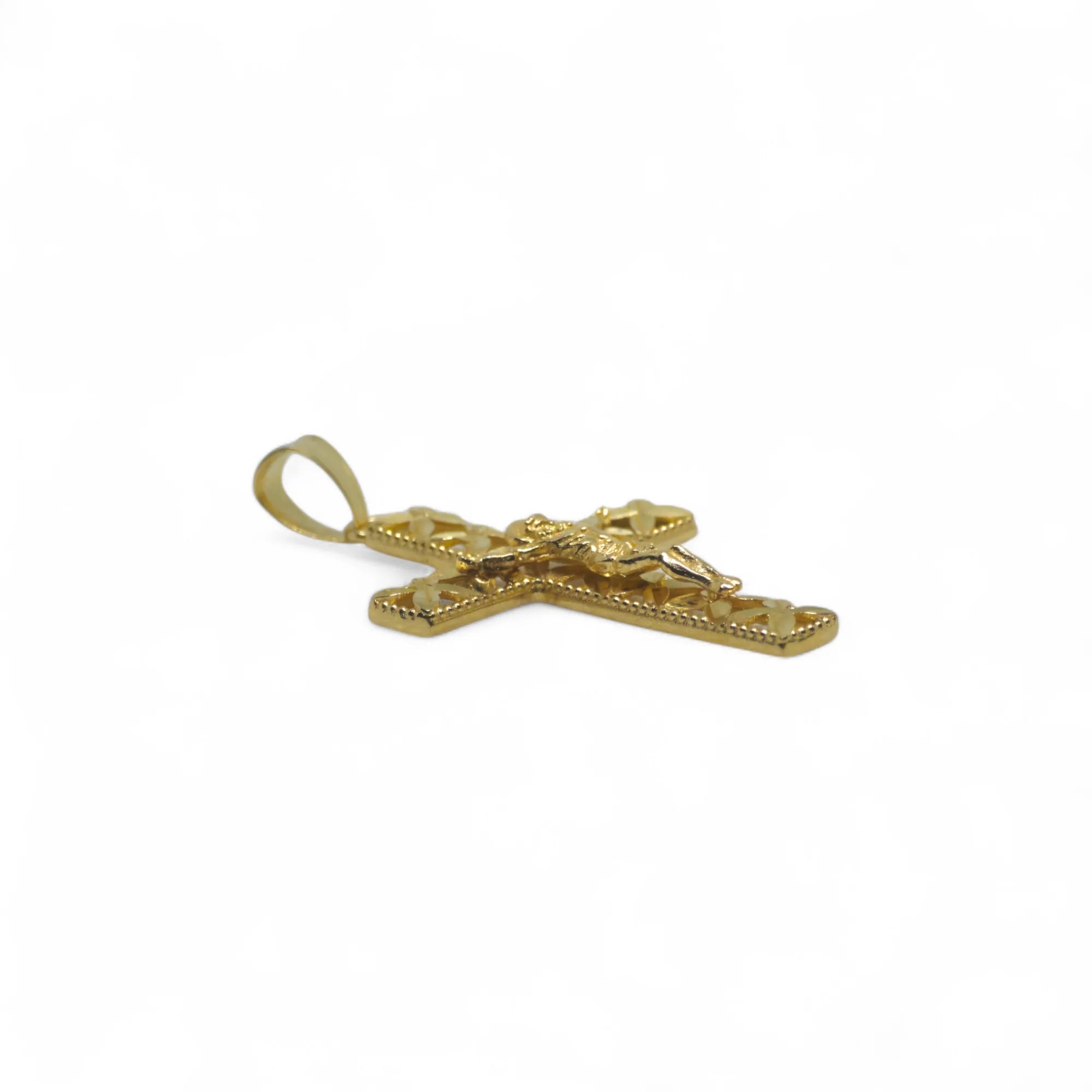 Croce in oro 18 carati stile moderno con cristo