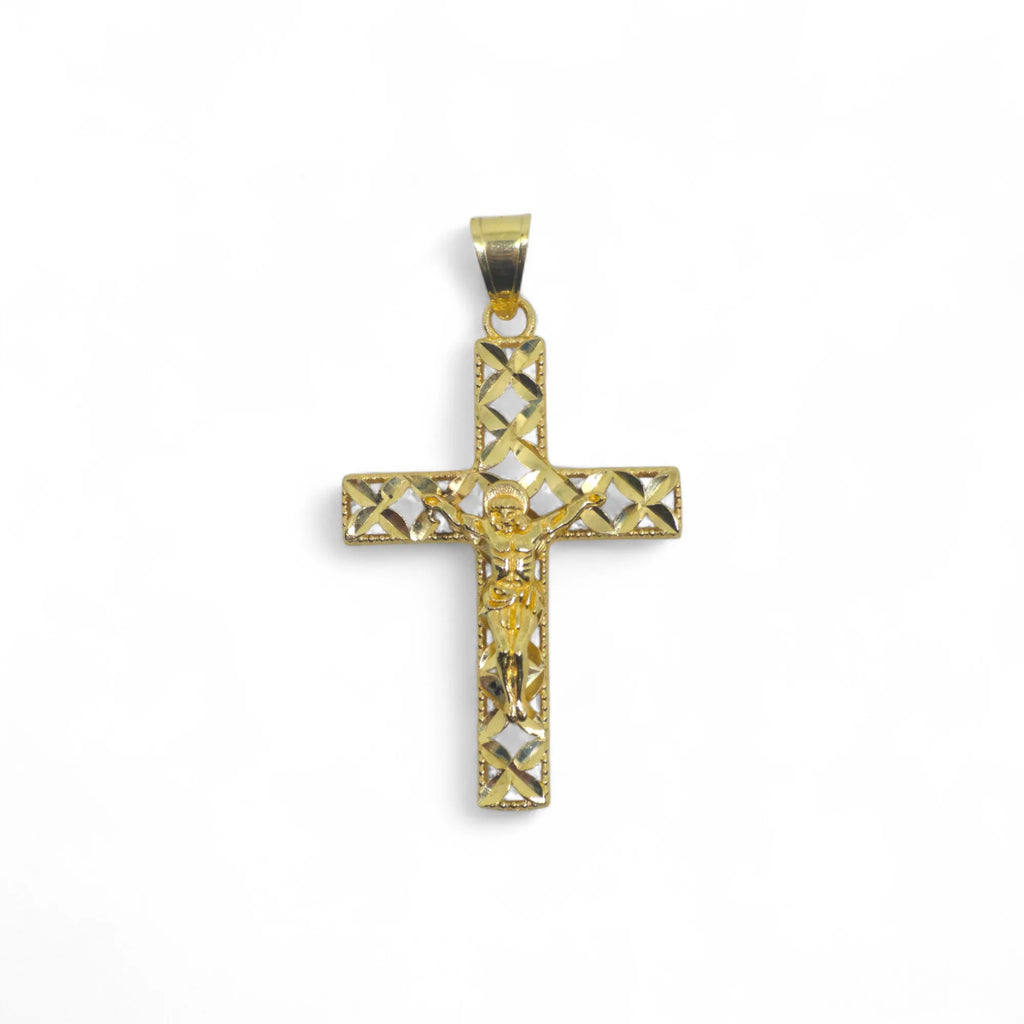 Croce in oro 18 carati stile moderno con cristo