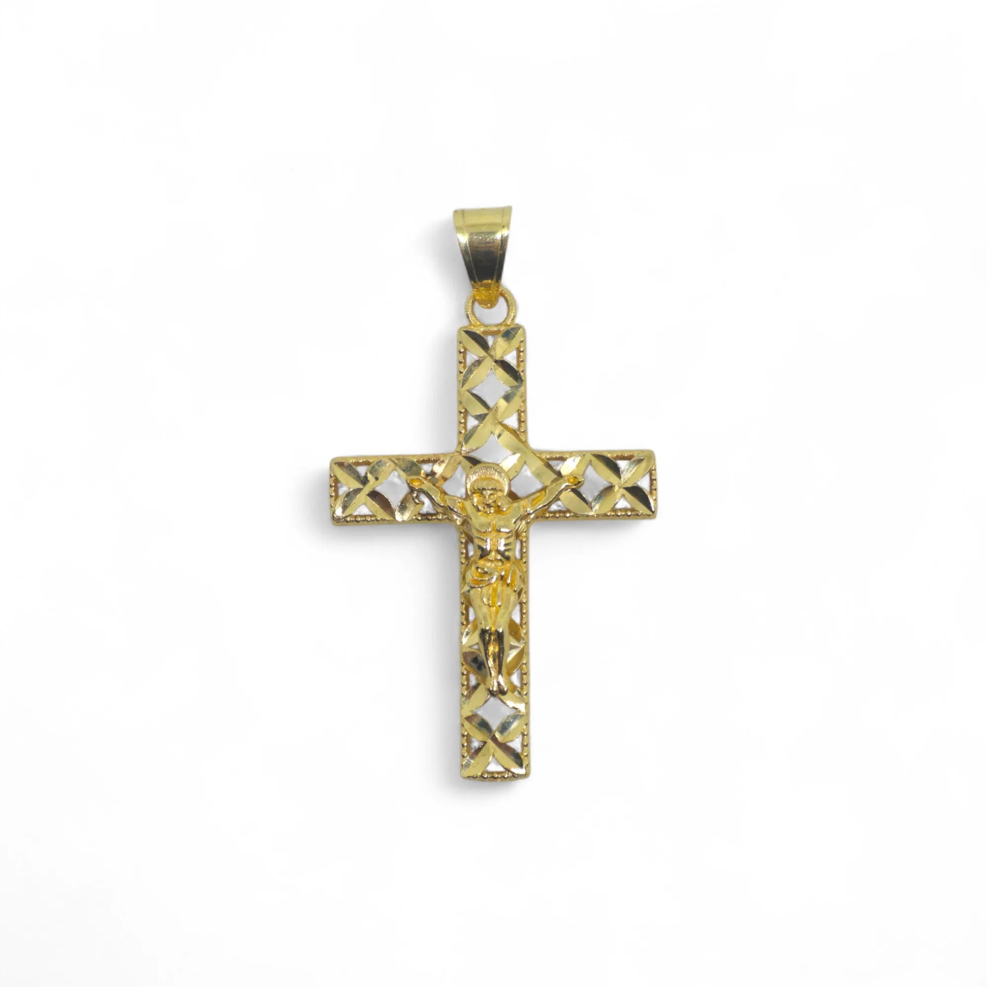 Croce in oro 18 carati stile moderno con cristo