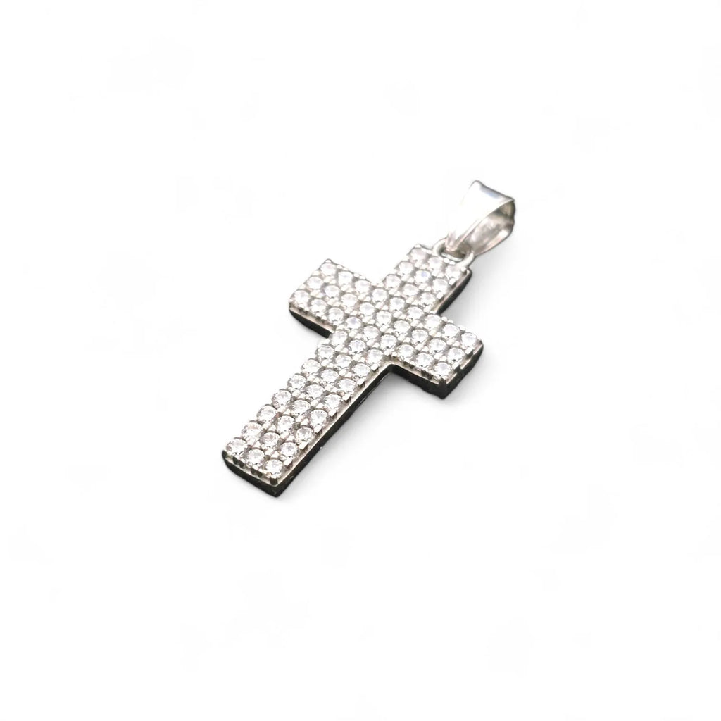 Croce in oro bianco 18 carati con zirconi bianchi