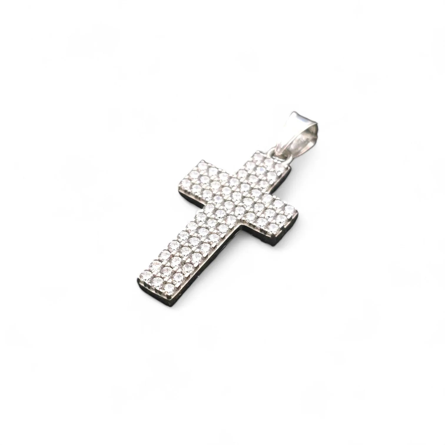 Croce in oro bianco 18 carati con zirconi bianchi