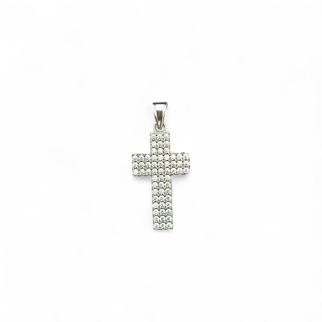 Croce in oro bianco 18 carati con zirconi bianchi