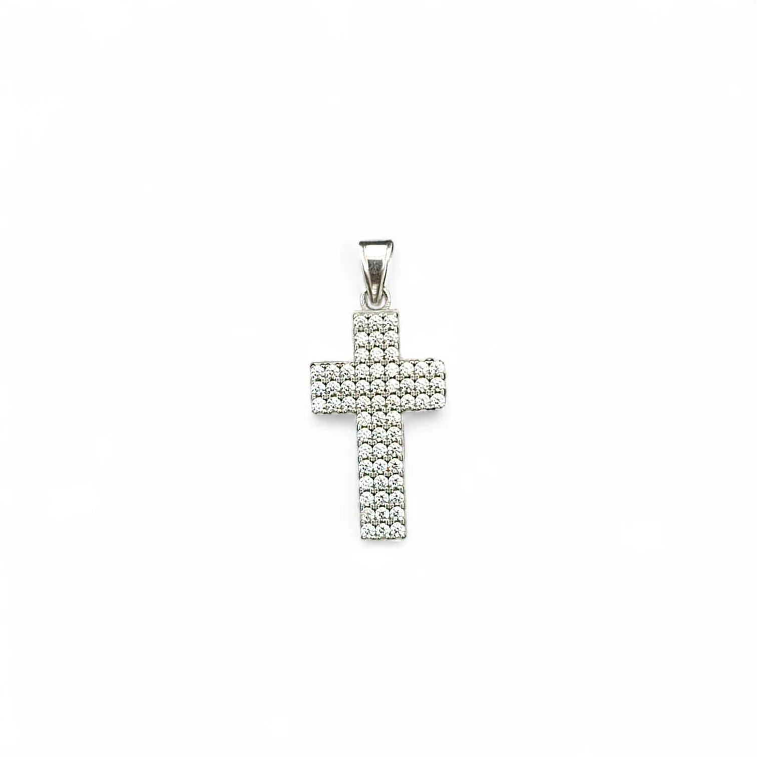 Croce in oro bianco 18 carati con zirconi bianchi