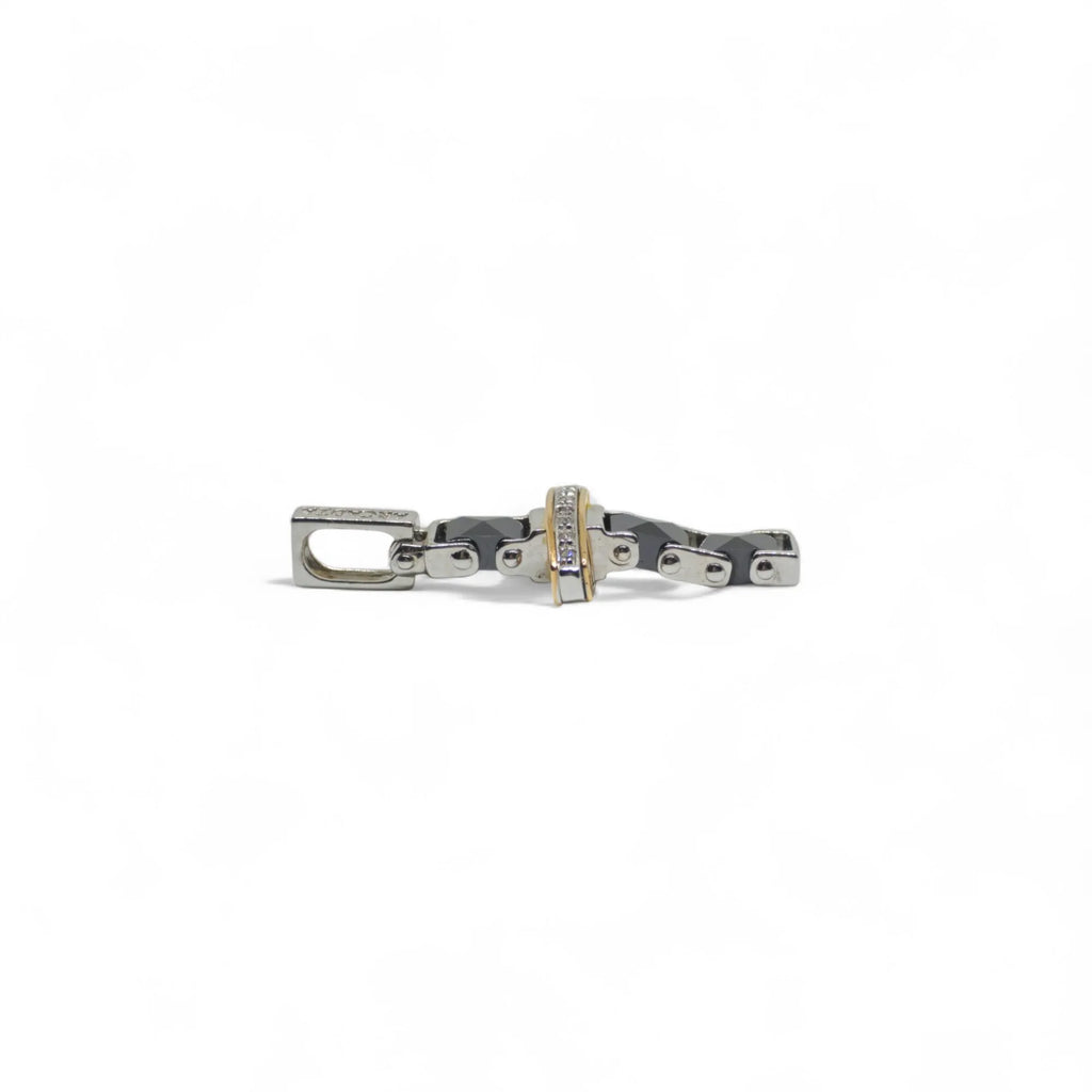 Croce in oro bianco 18 kt ceramica nera e diamanti