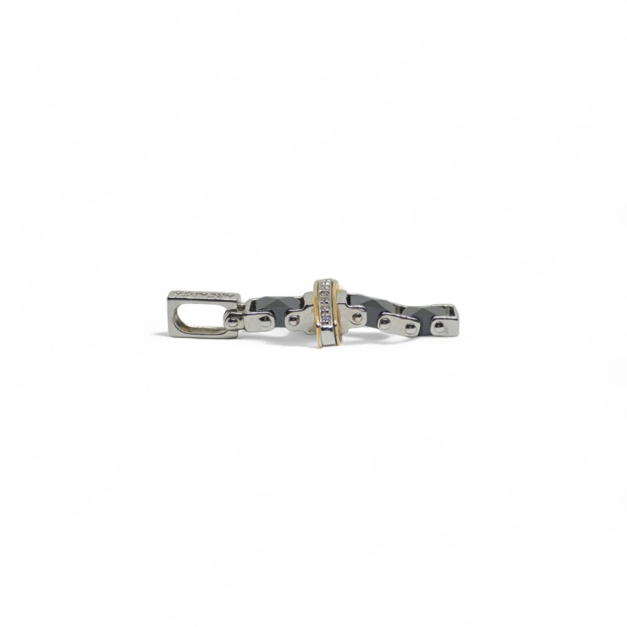 Croce in oro bianco 18 kt ceramica nera e diamanti