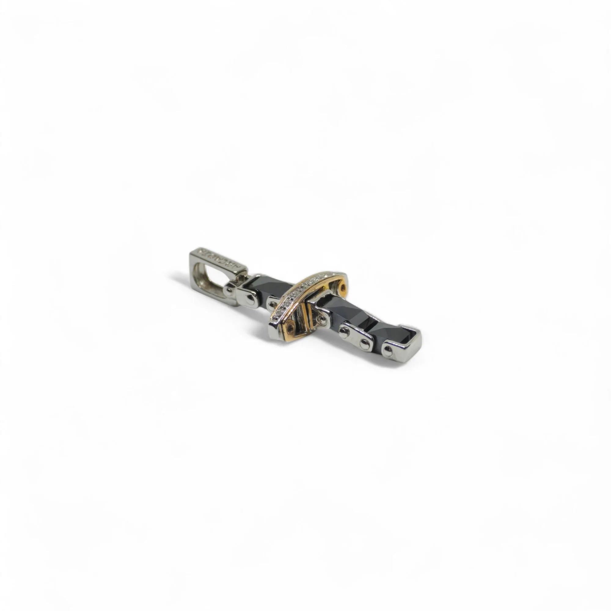 Croce in oro bianco 18 kt ceramica nera e diamanti