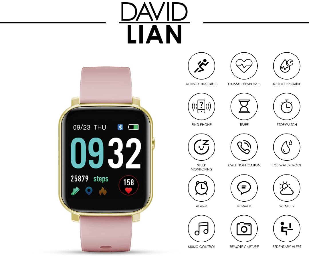 David Lian - Milano Smartwatch con Cinturino in Silicone (Rosa) DL102