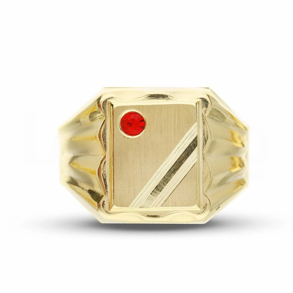 Anello a scudo rettangolare da Uomo in Oro 18 Carati