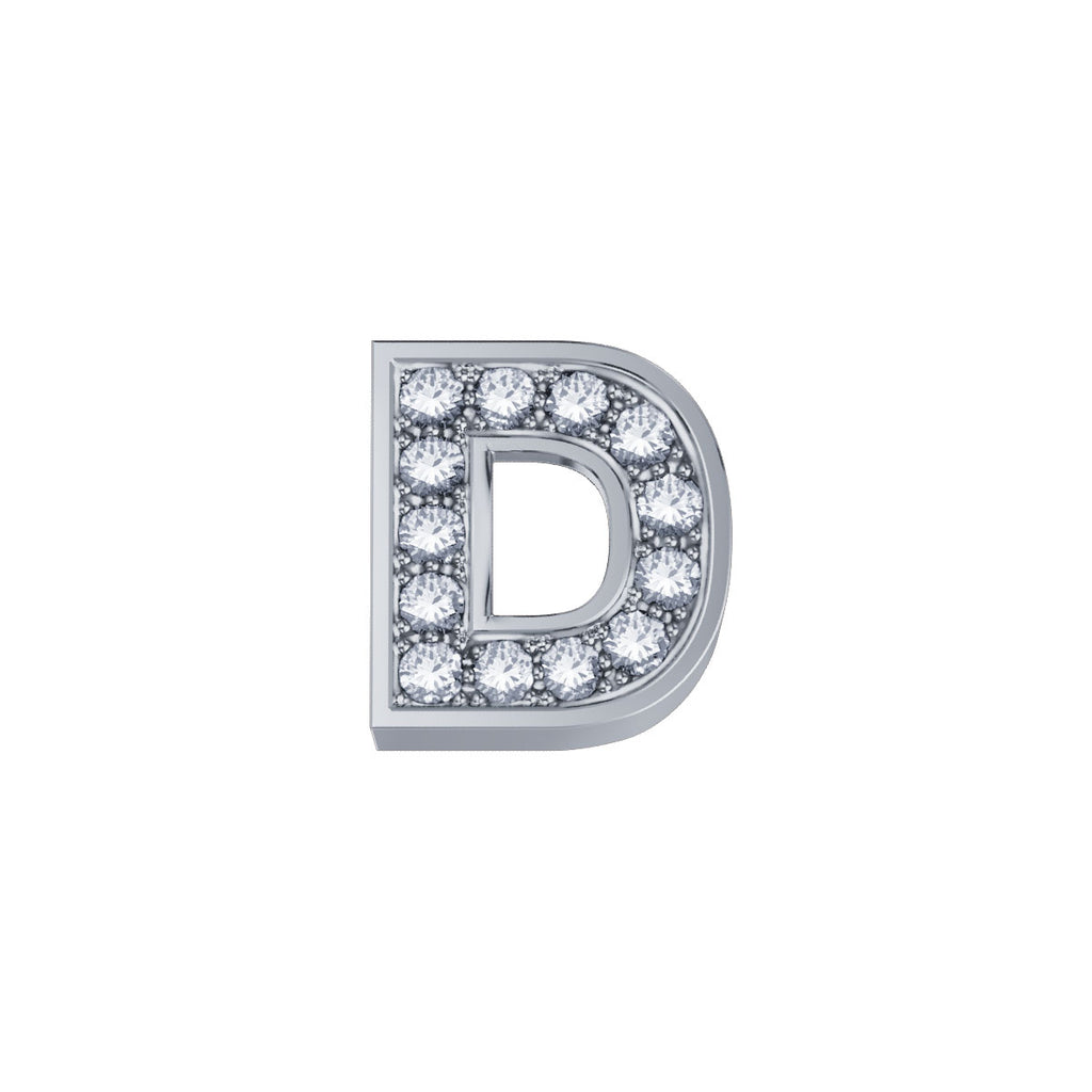 Elements charm unisex lettera D oro bianco e diamanti DCHF3319d.002