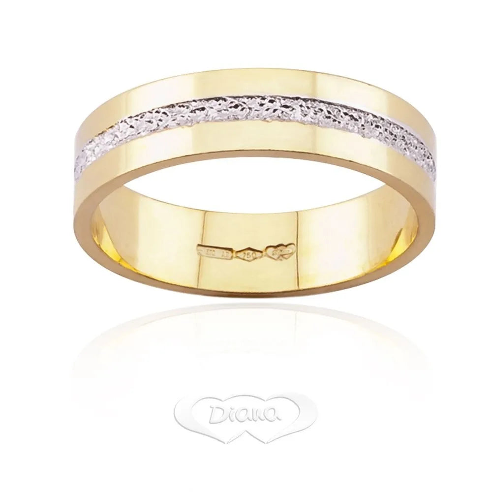 Fedina con centrale diamantanto in oro giallo e bianco (FDBJ26BC)