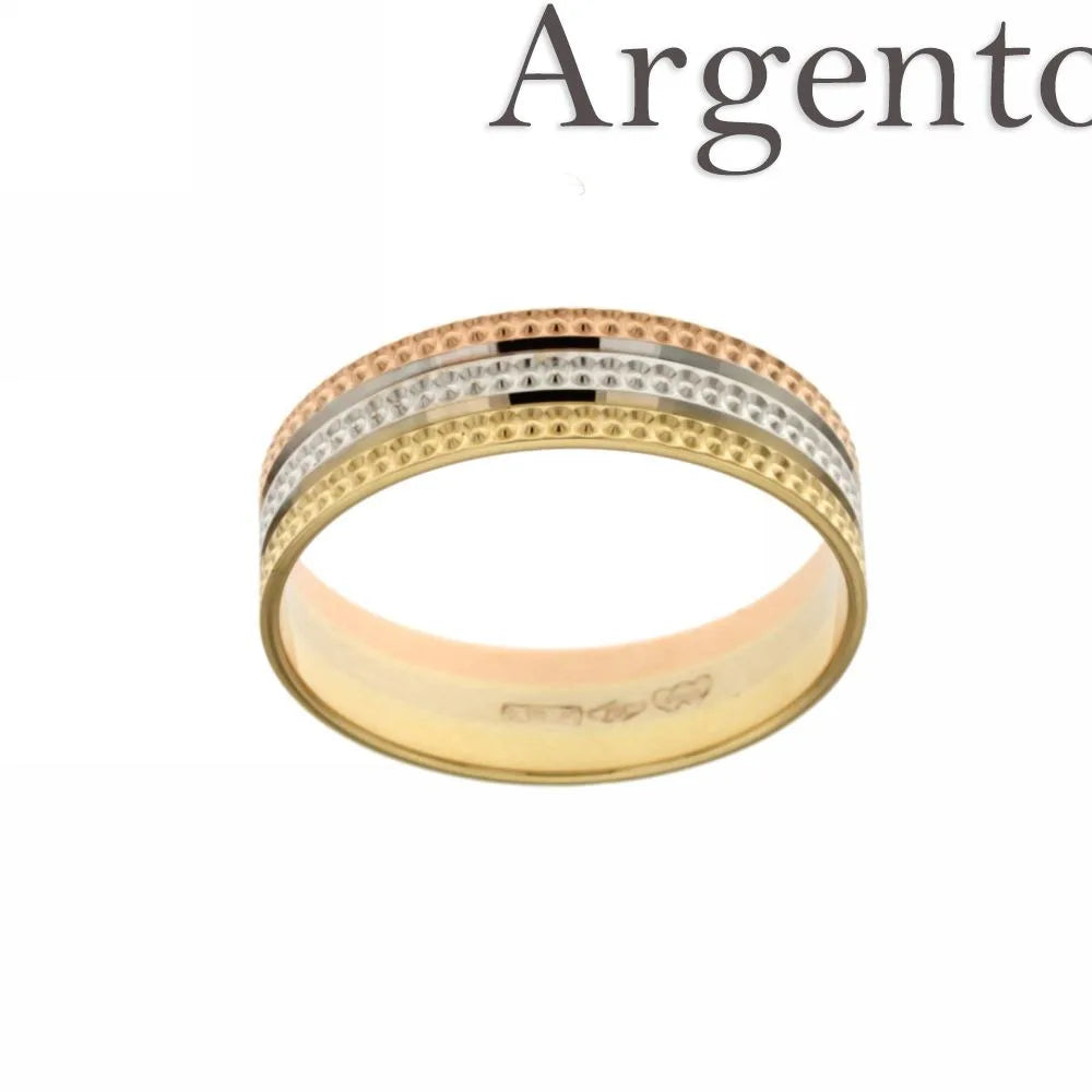 Gepunkteter Unisex-Ring aus 925er Silber, weiß vergoldet und rosa