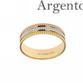 Gepunkteter Unisex-Ring aus 925er Silber, weiß vergoldet und rosa