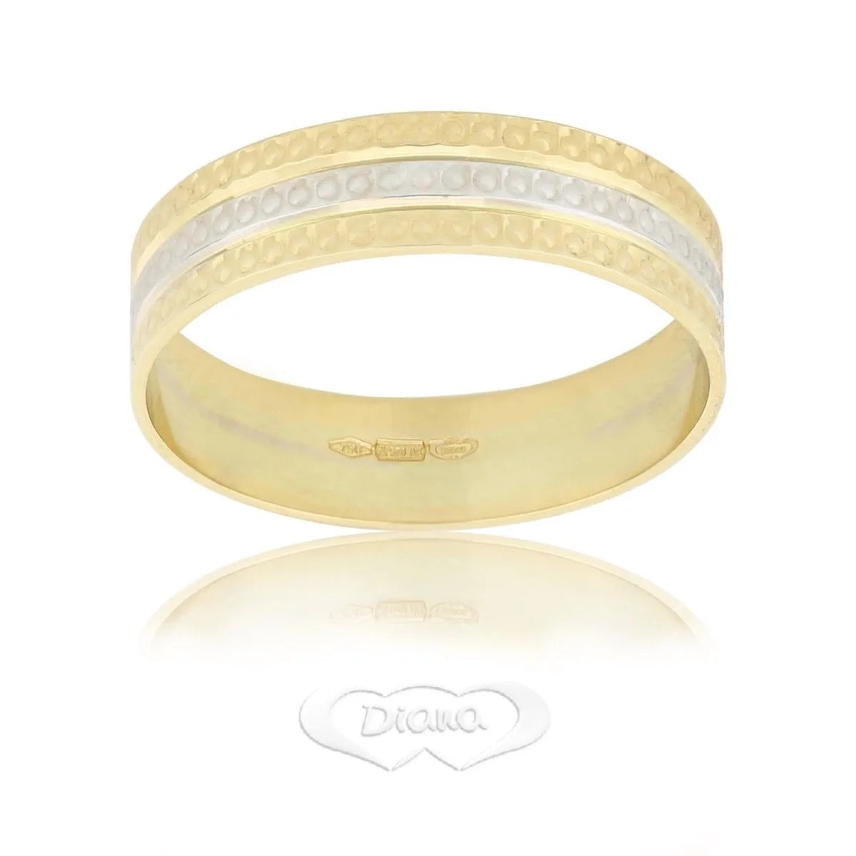 Fedina in oro bianco e giallo puntinata (FD36BC) gr. 2,30