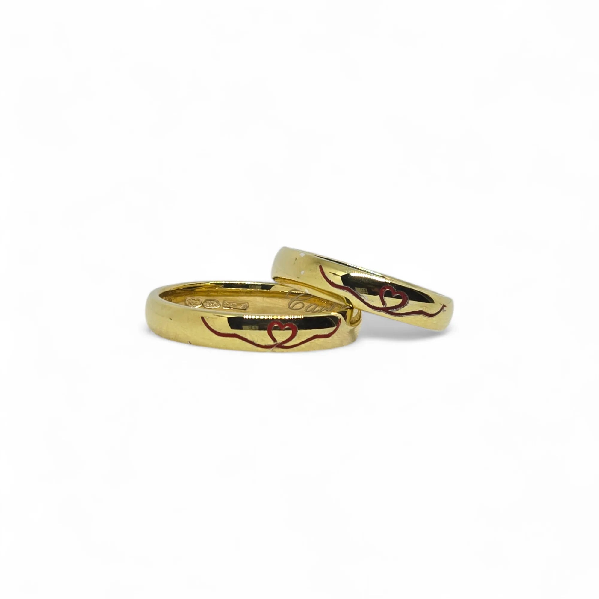 Fedine modello comoda in argento 925 con cuore inciso rosso