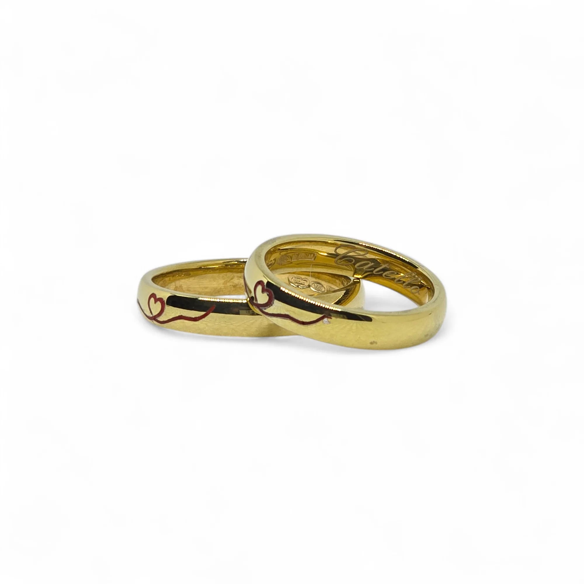 Fedine modello comoda in argento 925 con cuore inciso rosso