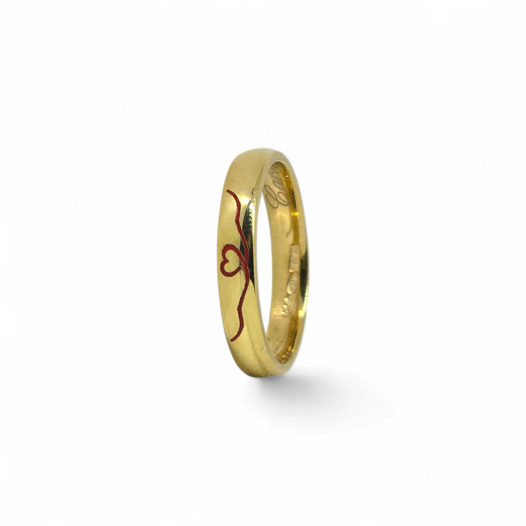 Fedine modello comoda in argento 925 con cuore inciso rosso
