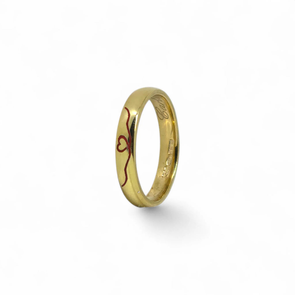 Fedine modello comoda in argento 925 con cuore inciso rosso