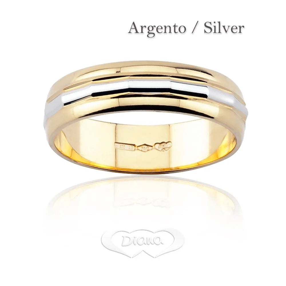 Fedina unisex con centrale sfaccettato in argento e i bordi lucidi AF181