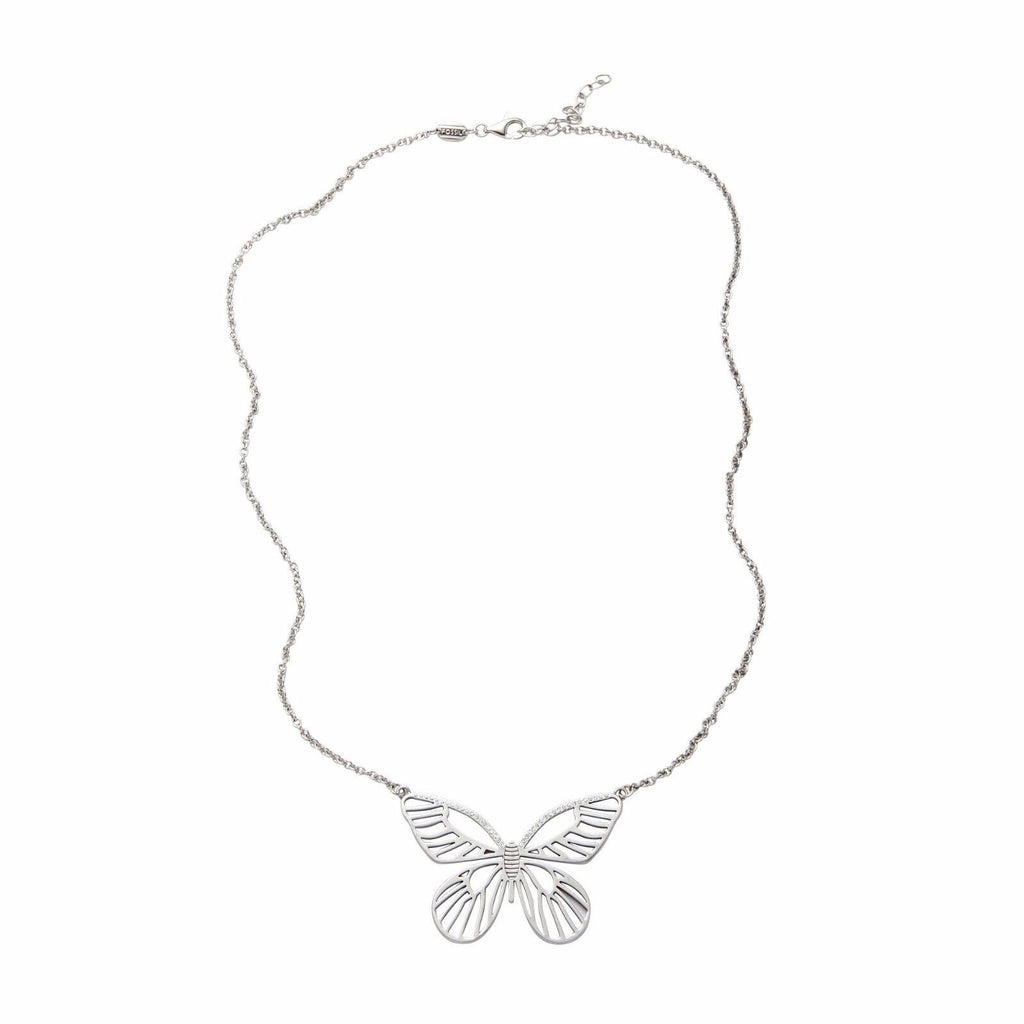 Fossil collana donna in acciaio con ciondolo farfalla jf87811040