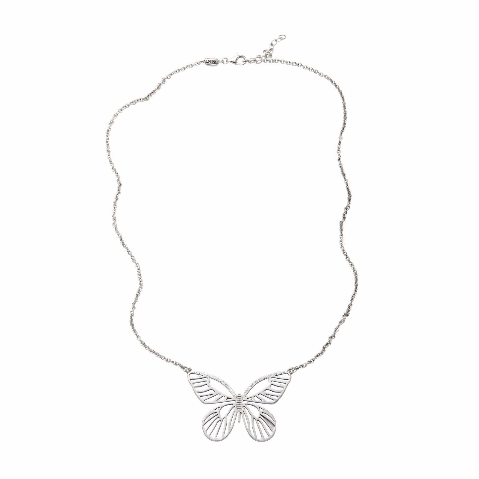 Fossil collana donna in acciaio con ciondolo farfalla jf87811040