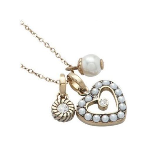Fossil collana donna in acciaio dorato con cuore charm e cristalli jf87061040