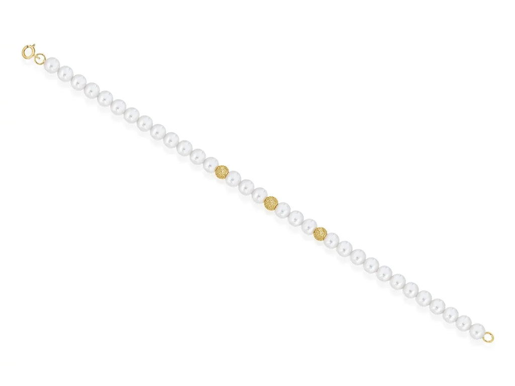 Bracciale di perle Kioto chiusura in oro giallo e sfere dorate