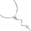 Girocollo Rosario in Oro Bianco Lucido catena Diamantata e Grani Sfaccettati 60 cm