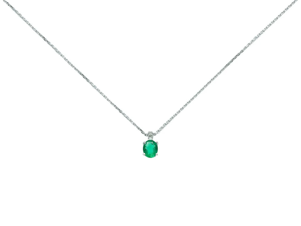 Girocollo Yukiko in oro bianco con smeraldo e diamanti CLD3704YVX
