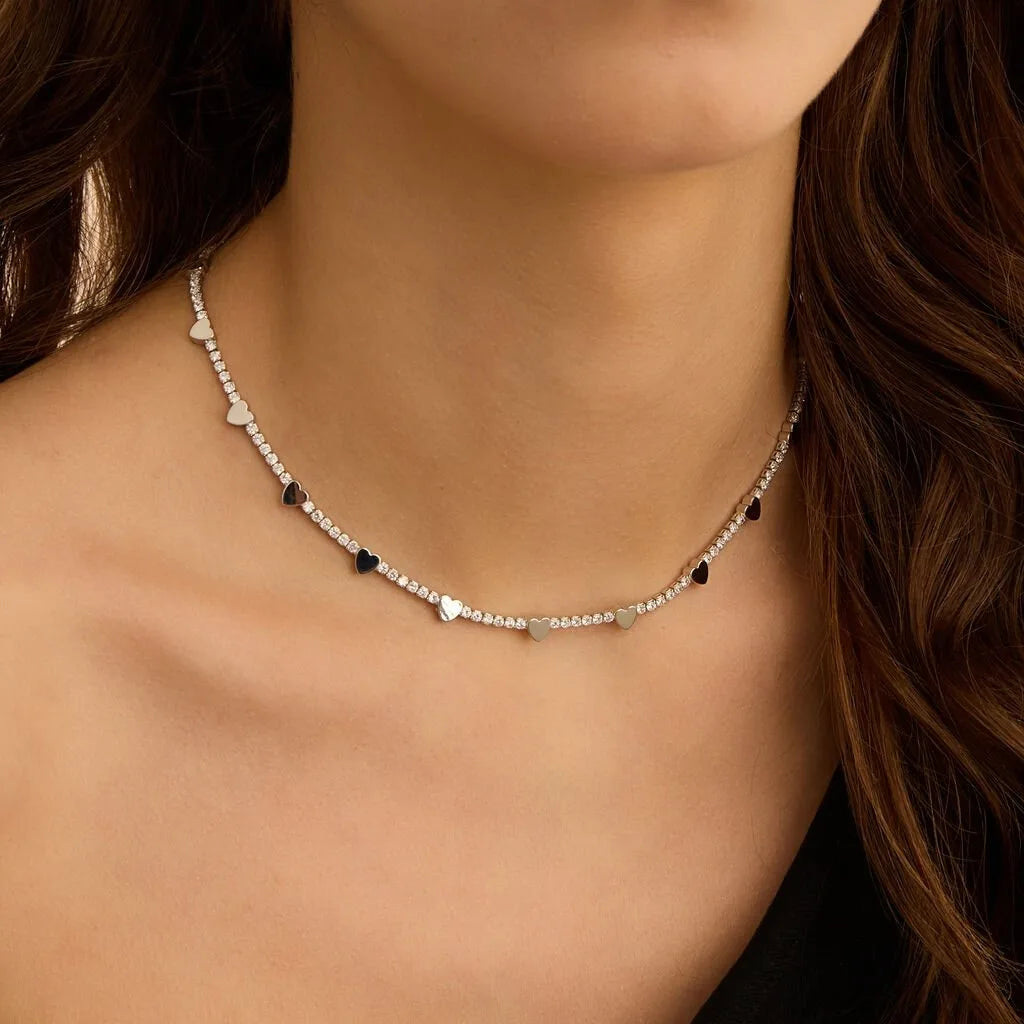 Girocollo donna Stroili con cuoricini e cristalli 1689007