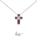Girocollo donna in oro bianco con diamanti e croce rubini collezione luce Donnaoro LPR10121.001