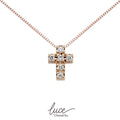 Girocollo in oro bianco con diamanti e croce oro rosa e diamanti collezione luce linea armonia lpf10117.003