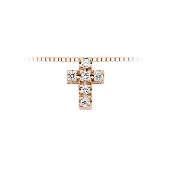 Girocollo in oro bianco con diamanti e croce oro rosa e diamanti collezione luce linea armonia lpf10117.003