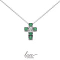 Girocollo in oro bianco con diamanti e croce smeraldi collezione luce 166 linea armonie lpe10121.001